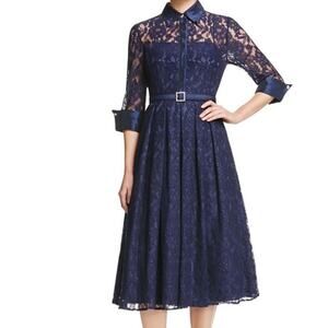 NEW ELIZA J Navy Lace Collared Cocktail Dress SZ 8
